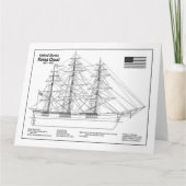 Clipper Ship 飛んでいる Cloud - Ship Blueprint BD サンキューカード (正面)