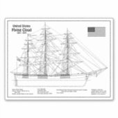 Clipper Ship 飛んでいる Cloud - Ship Blueprint BD シール (正面)
