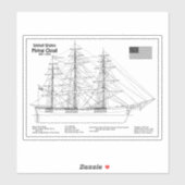 Clipper Ship 飛んでいる Cloud - Ship Blueprint BD シール (シート)