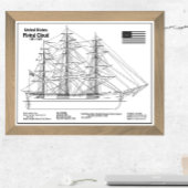 Clipper Ship 飛んでいる Cloud - Ship Blueprint BD フォトプリント