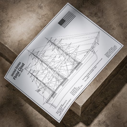 Clipper Ship 飛んでいる Cloud - Ship Blueprint BD ポスター