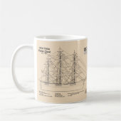 Clipper Ship 飛んでいる Cloud - Ship Blueprint SD コーヒーマグカップ (左)