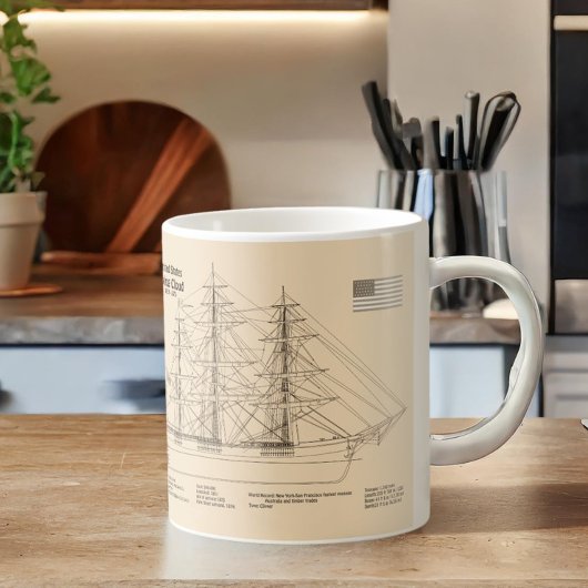 Clipper Ship 飛んでいる Cloud - Ship Blueprint SD コーヒーマグカップ