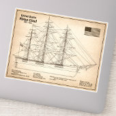 Clipper Ship 飛んでいる Cloud - Ship Blueprint SD シール