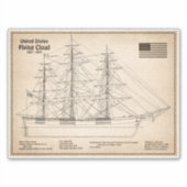 Clipper Ship 飛んでいる Cloud - Ship Blueprint SD シール (正面)