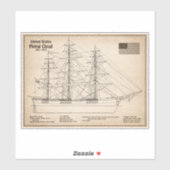Clipper Ship 飛んでいる Cloud - Ship Blueprint SD シール (シート)