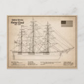 Clipper Ship 飛んでいる Cloud - Ship Blueprint SD ポストカード (正面)