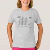 Clipper Ship 飛んでいる Cloud - Ship Blueprint SD Tシャツ (正面)