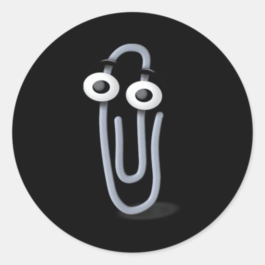 Clippy Paper Clip Funny Meme Page Note  ラウンドシール (正面)