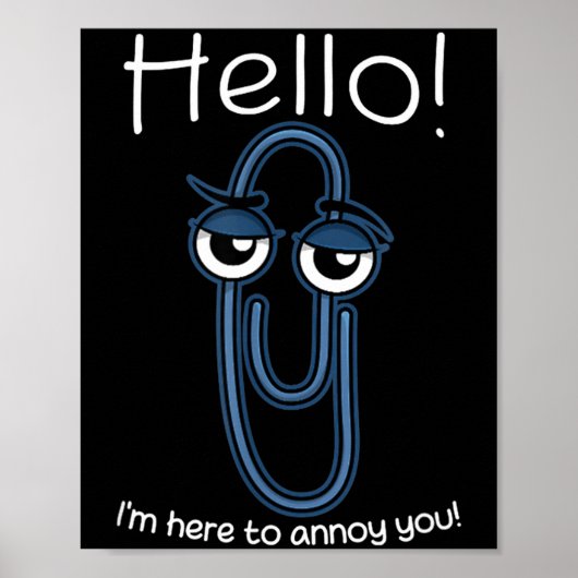 Clippy Paper Clip Funny Meme Page Note Sarcastic ポスター (正面)