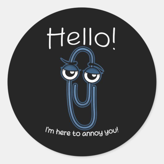 Clippy Paper Clip Funny Meme Page Note Sarcastic  ラウンドシール (正面)