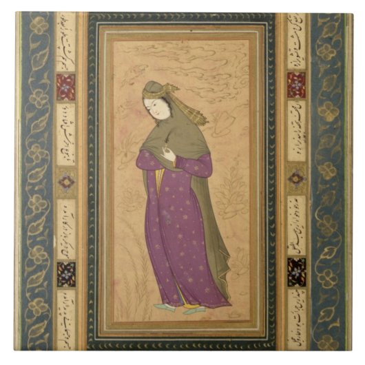 Cliveの大きいアルバからのaigretteを、握っている女の子 タイル (正面)