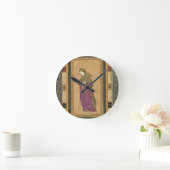 Cliveの大きいアルバからのaigretteを、握っている女の子 ラウンド壁時計 (ホーム)