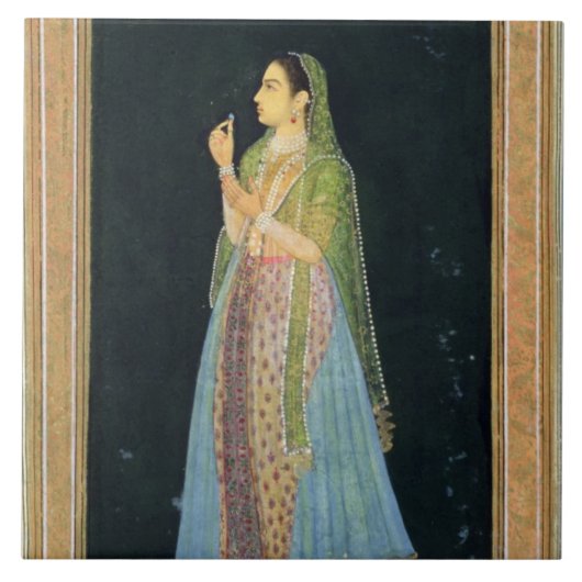 Cliveの小さいアルバムからの花を、握っている女性 タイル (正面)