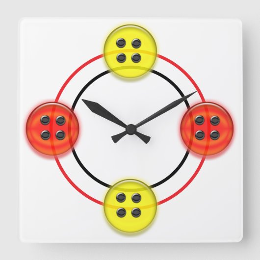 Clock - 3D Buttons スクエア壁時計 (正面)