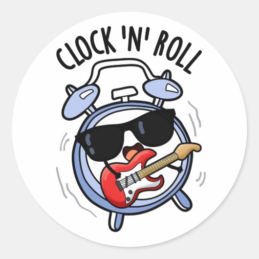 Clock And Roll 面白いロック パン ラウンドシール (正面)