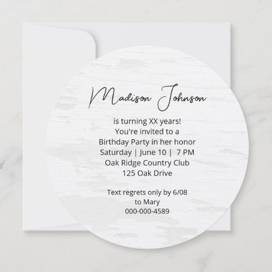 Clock Birthday Party On Whitewashed Wood (裏面)