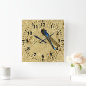 Clock - Blue Dragonfly スクエア壁時計 (ホーム)