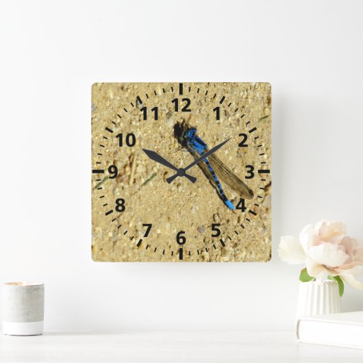 Clock - Blue Dragonfly スクエア壁時計 (ホーム)