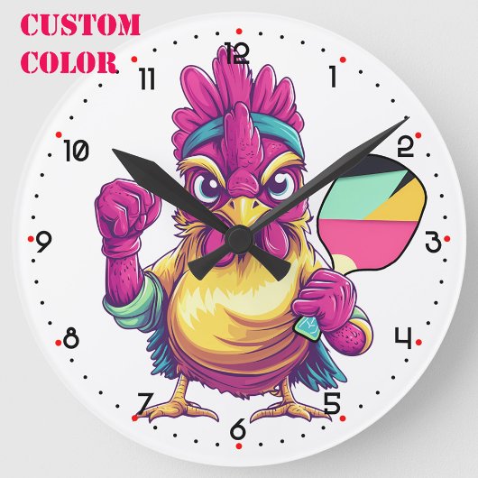 Clock in. Cluck out. Game on Pickleball  ラウンド壁時計
