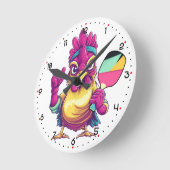 Clock in. Cluck out. Game on Pickleball  ラウンド壁時計 (傾斜)