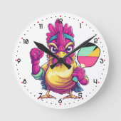 Clock in. Cluck out. Game on Pickleball  ラウンド壁時計 (正面)