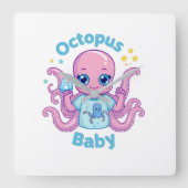 Clock Octopus Baby  スクエア壁時計 (正面)