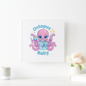 Clock Octopus Baby  スクエア壁時計 (ホーム)