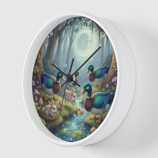 Clock of Ducks, Rabbits, and peace 壁時計 (傾斜)