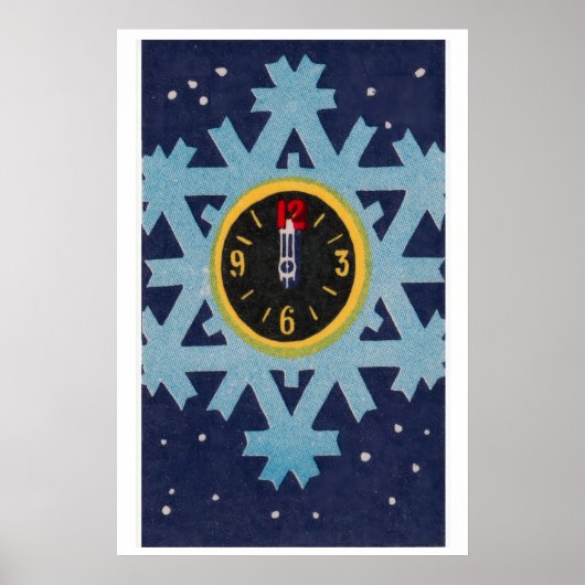 Clock on Snowflake Matchbox Art Print, Russian ポスター (正面)