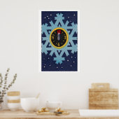 Clock on Snowflake Matchbox Art Print, Russian ポスター (キッチン)