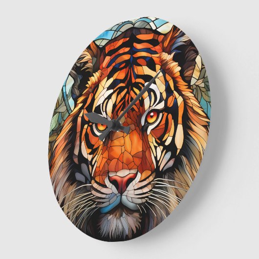 Clock with Tiger Design ラージ壁時計 (傾斜)