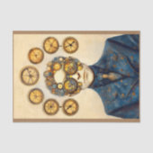 Clockpunk Steampunk Man, Blue & Z7 Decopage 薄葉紙 (正面)