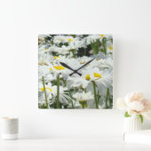 Clocks Homeデコールデザイナーフローラデイジー花 スクエア壁時計 (ホーム)