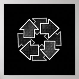 Clockwise Arrows Minimal Geometric Black Variant 2 ポスター