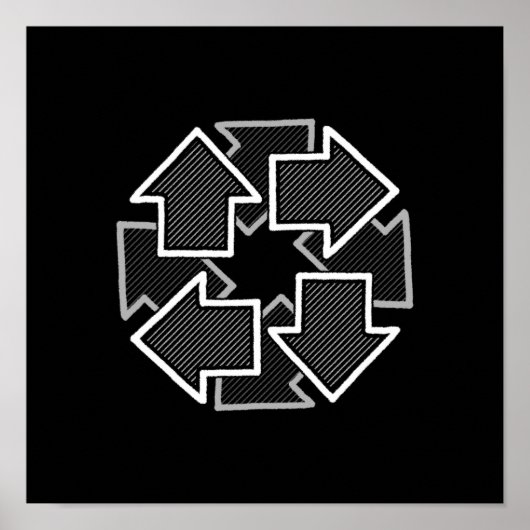 Clockwise Arrows Minimal Geometric Black Variant 2 ポスター (正面)