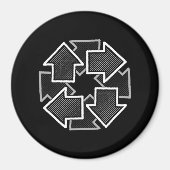 Clockwise Arrows Minimal Geometric Black Variant 2 マグネット (正面)
