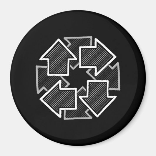 Clockwise Arrows Minimal Geometric Black Variant 2 マグネット (正面)