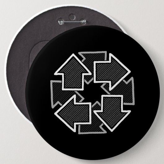 Clockwise Arrows Minimal Geometric Black Variant 2 缶バッジ (正面&裏面)