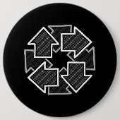 Clockwise Arrows Minimal Geometric Black Variant 2 缶バッジ (正面)