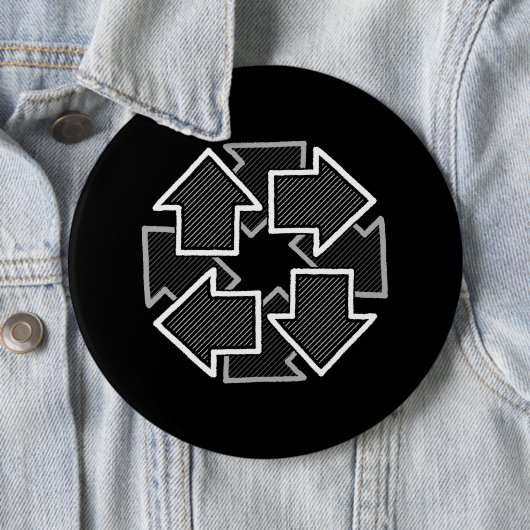 Clockwise Arrows Minimal Geometric Black Variant 2 缶バッジ (インサイチュ)