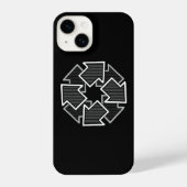 Clockwise Arrows Minimal Geometric Black Variant 2 iPhoneケース (裏面)