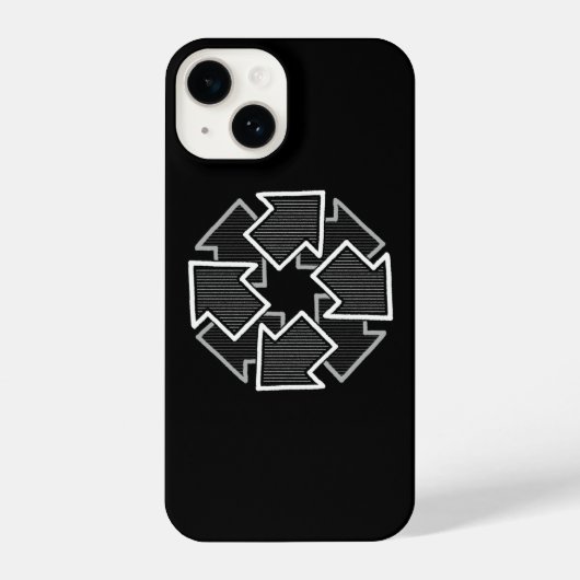 Clockwise Arrows Minimal Geometric Black Variant 2 iPhoneケース (裏面)