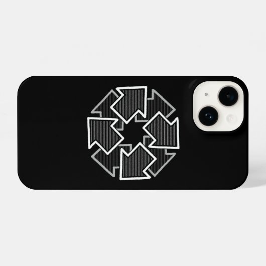 Clockwise Arrows Minimal Geometric Black Variant 2 iPhoneケース (裏面横)