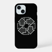 Clockwise Arrows Minimal Geometric Black Variant 2 iPhone 15ケース (裏面)
