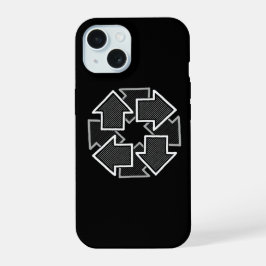 Clockwise Arrows Minimal Geometric Black Variant 2 iPhone 15ケース