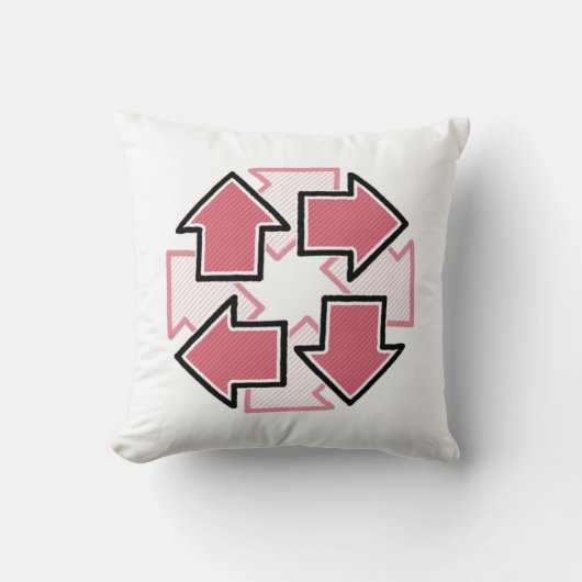 Clockwise Arrows Minimal Geometric Red クッション (正面)