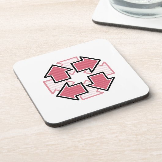 Clockwise Arrows Minimal Geometric Red コースター (左側)