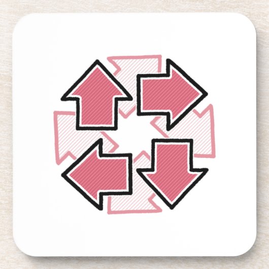 Clockwise Arrows Minimal Geometric Red コースター (正面)