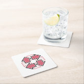 Clockwise Arrows Minimal Geometric Red スクエアペーパーコースター (インサイチュ)